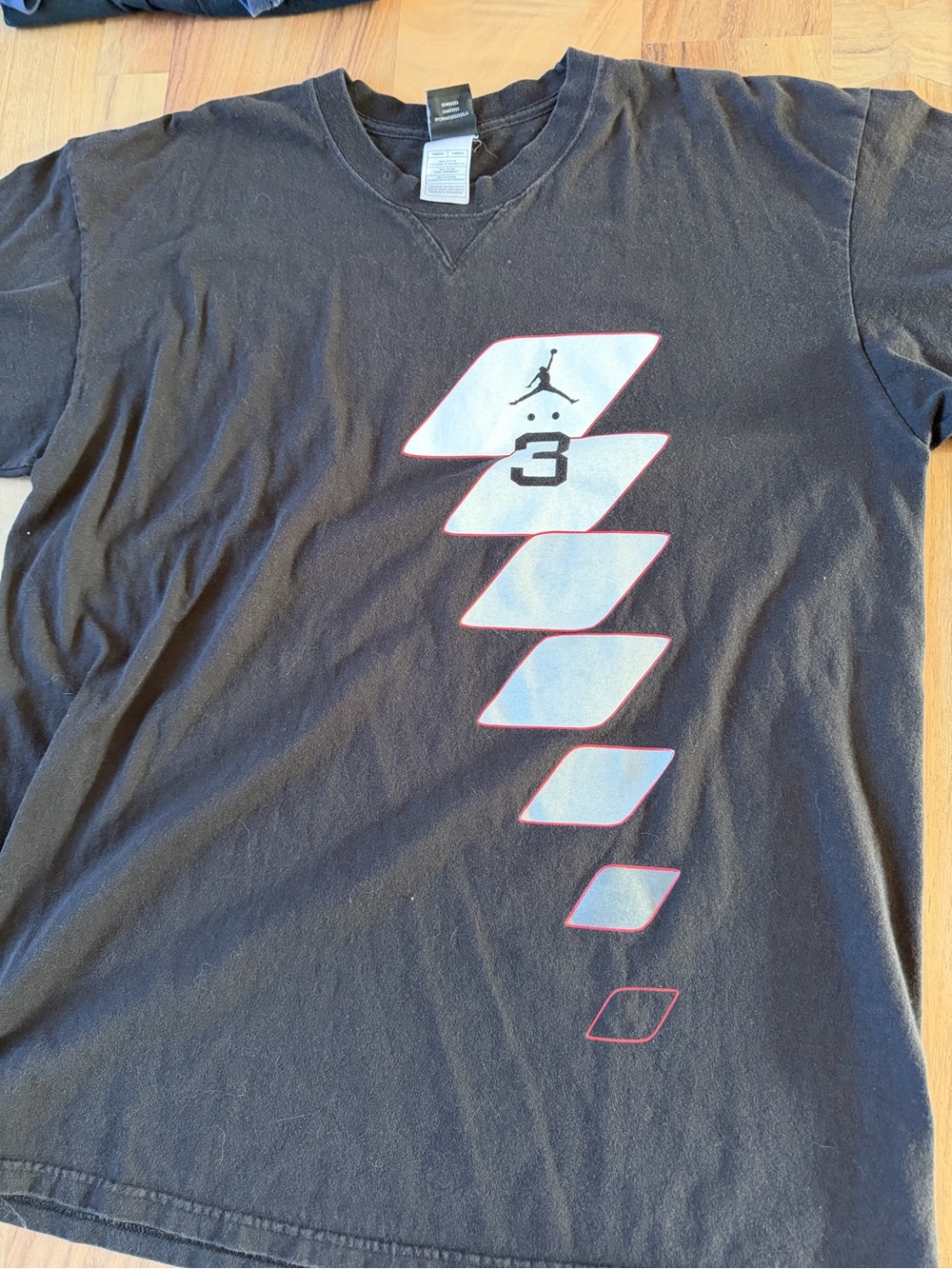 Jordan Black Short-Sleeve Tee with White & Red Diagonal Graphic